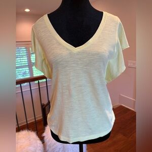 Lilla P Soft Lime Yellow V-Neck Short Sleeve Flutter Top